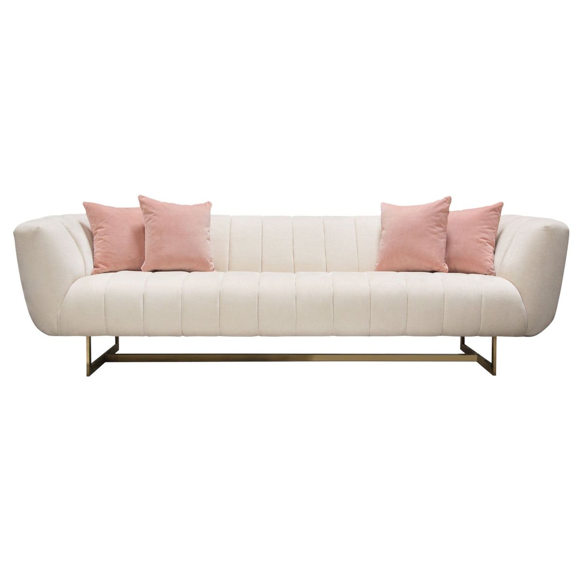 Venus Channel Tufted Sofa – Cream Fabric – front view – Lusso Furniture Miami