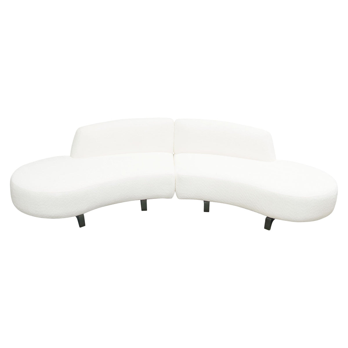 Vesper Curved Modular Sofa – 2-Piece Modular Curved Armless Chaise / Faux White Shearling – view 33 – Lusso Furniture Miami