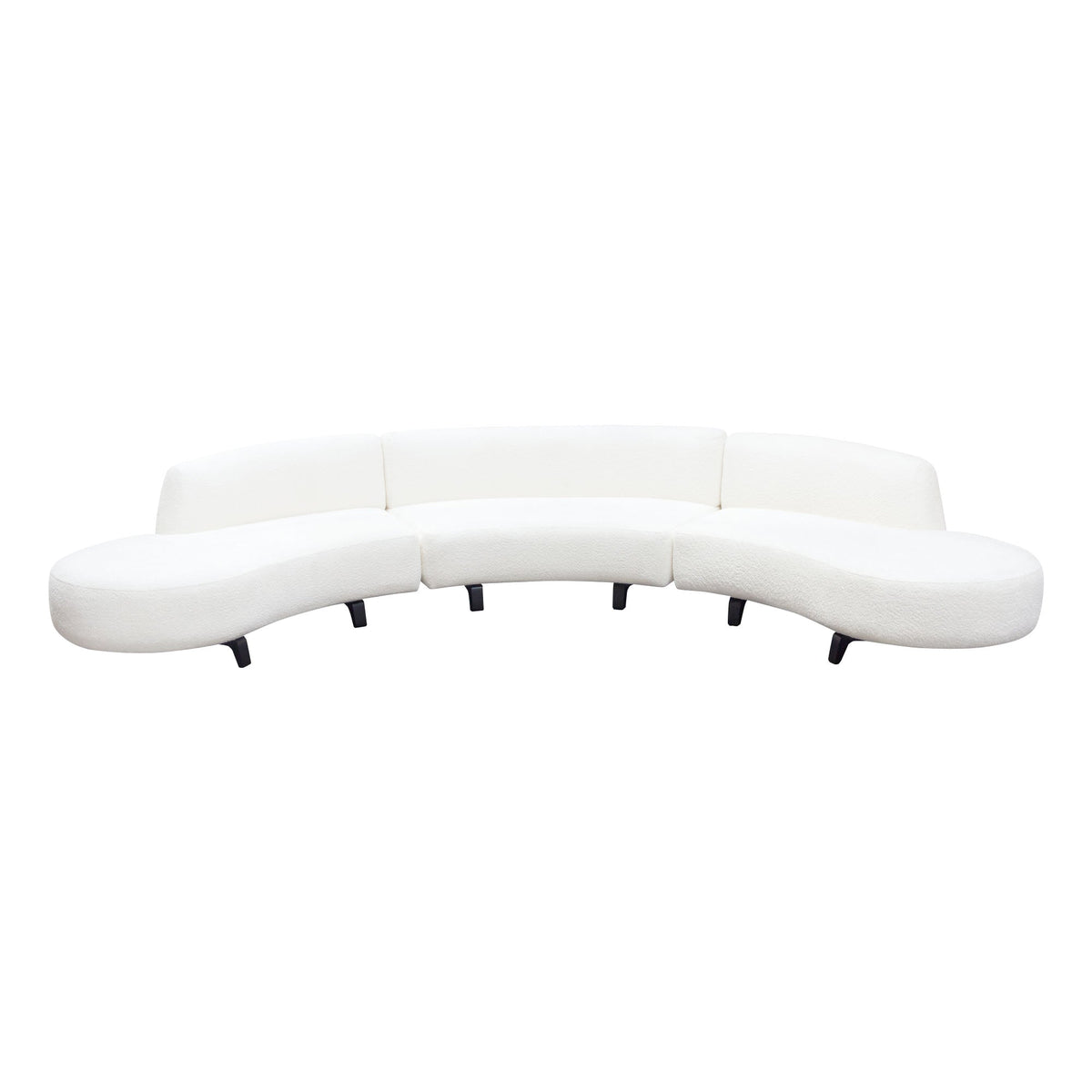 Vesper Curved Modular Sofa – 3-Piece Modular Curved Armless Sofa & (2) Chaise / Faux White Shearling – view 49 – Lusso Furniture Miami