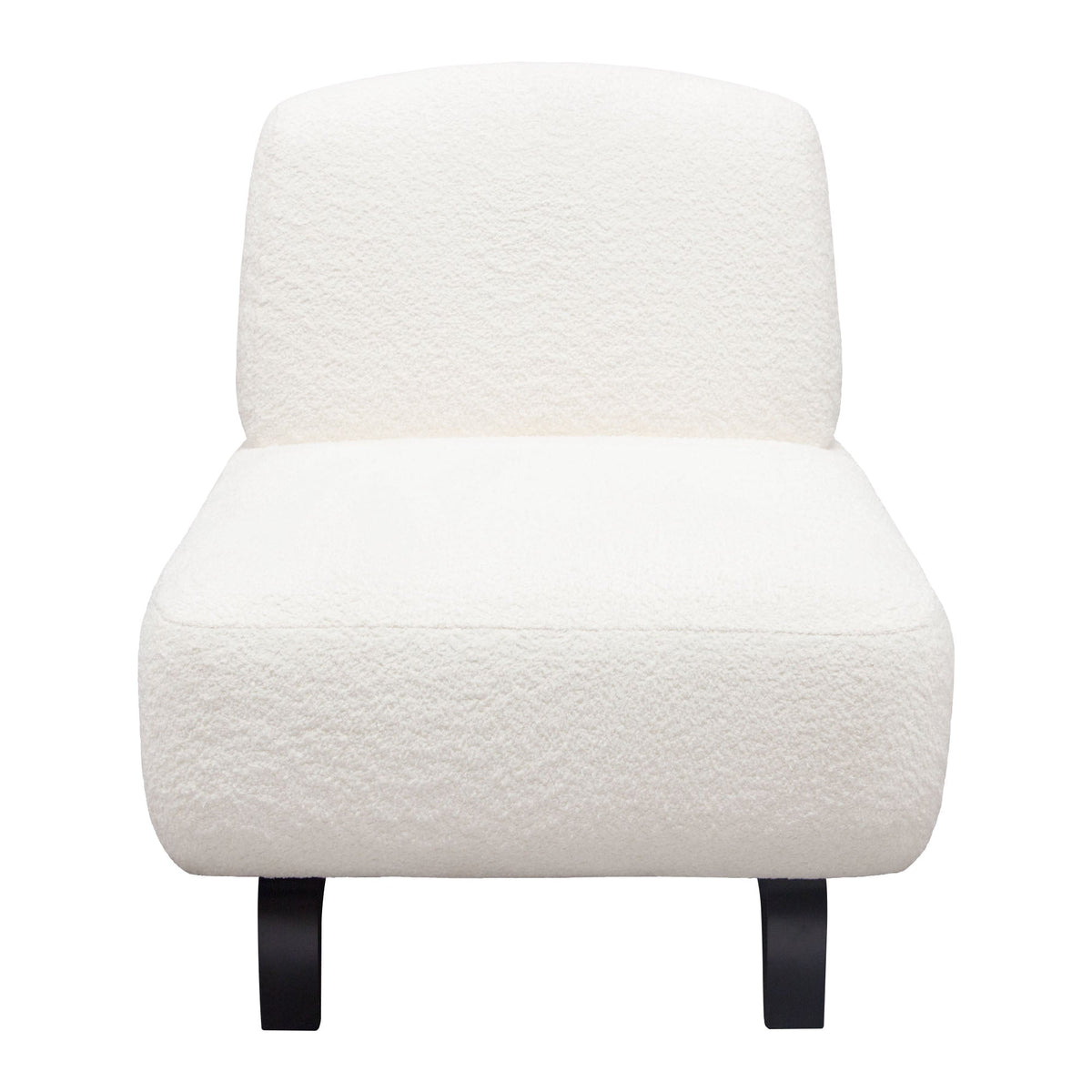 Vesper Curved Modular Sofa – Armless Chair / Faux White Shearling – front view – Lusso Furniture Miami