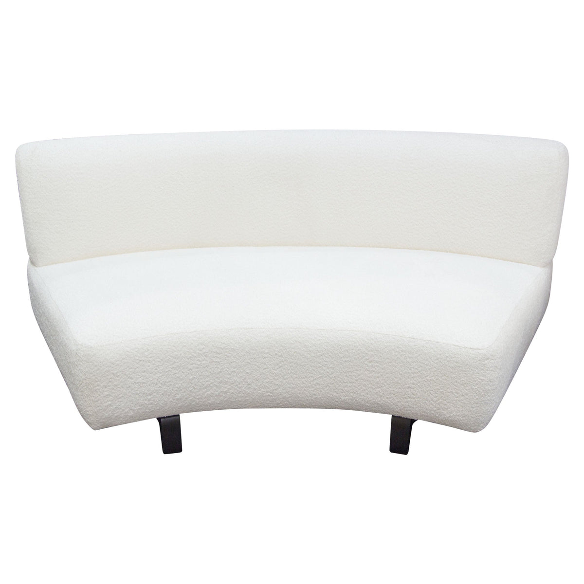 Vesper Curved Armless Sofa – Faux White Shearling – front view – Lusso Furniture Miami