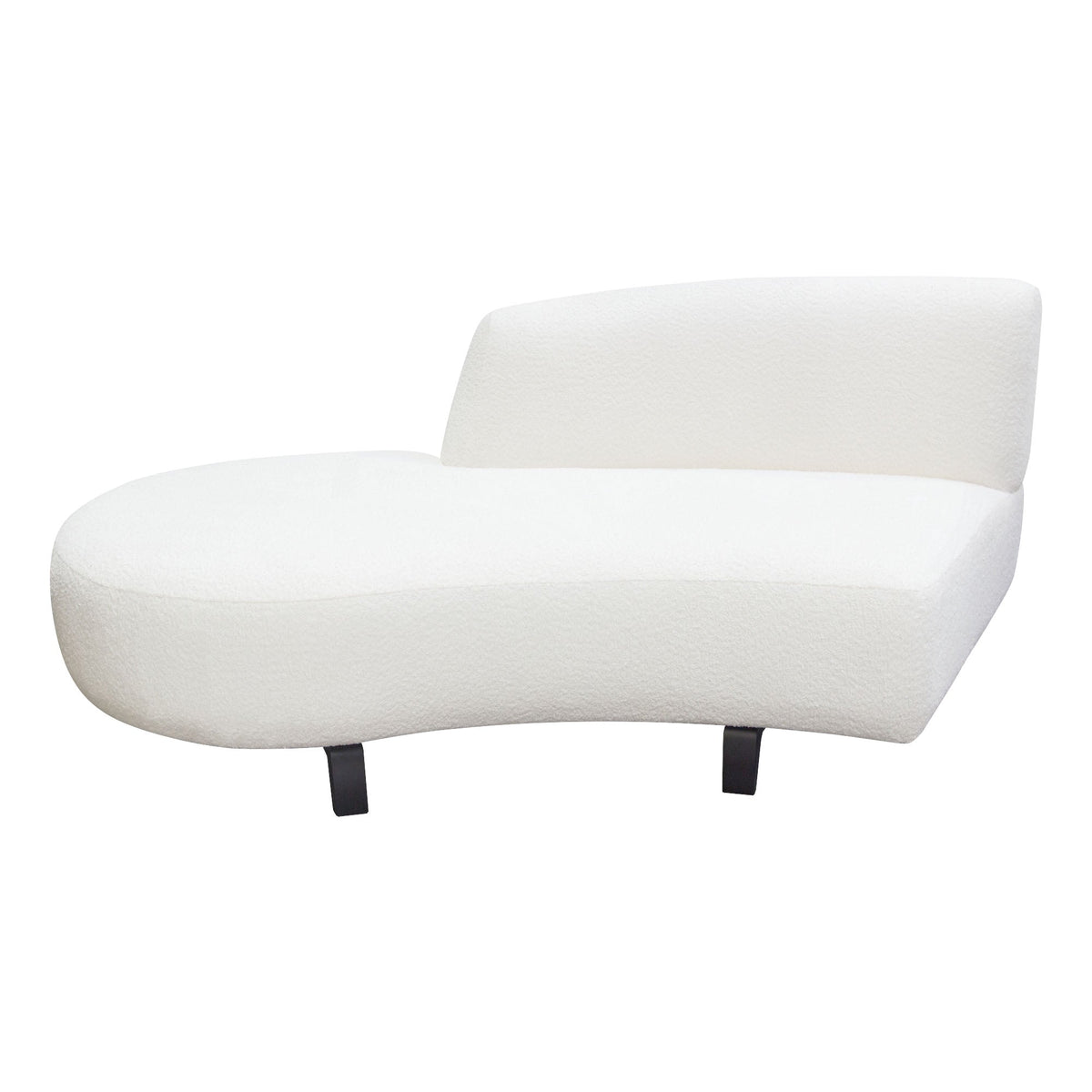 Vesper Curved Modular Sofa – Curved Armless Left Chaise / Faux White Shearling – alternate view – Lusso Furniture Miami