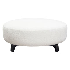Vesper Curved Modular Sofa – Round Ottoman / Faux White Shearling – view 25 – Lusso Furniture Miami