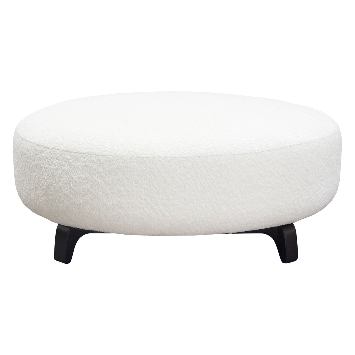 Vesper Curved Modular Sofa – Round Ottoman / Faux White Shearling – view 25 – Lusso Furniture Miami