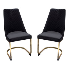 Vogue Tufted Velvet Dining Chair Set – Black Velvet – front view – Lusso Furniture Miami