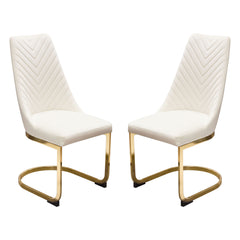 Vogue Tufted Velvet Dining Chair Set – Cream Velvet – alternate view – Lusso Furniture Miami