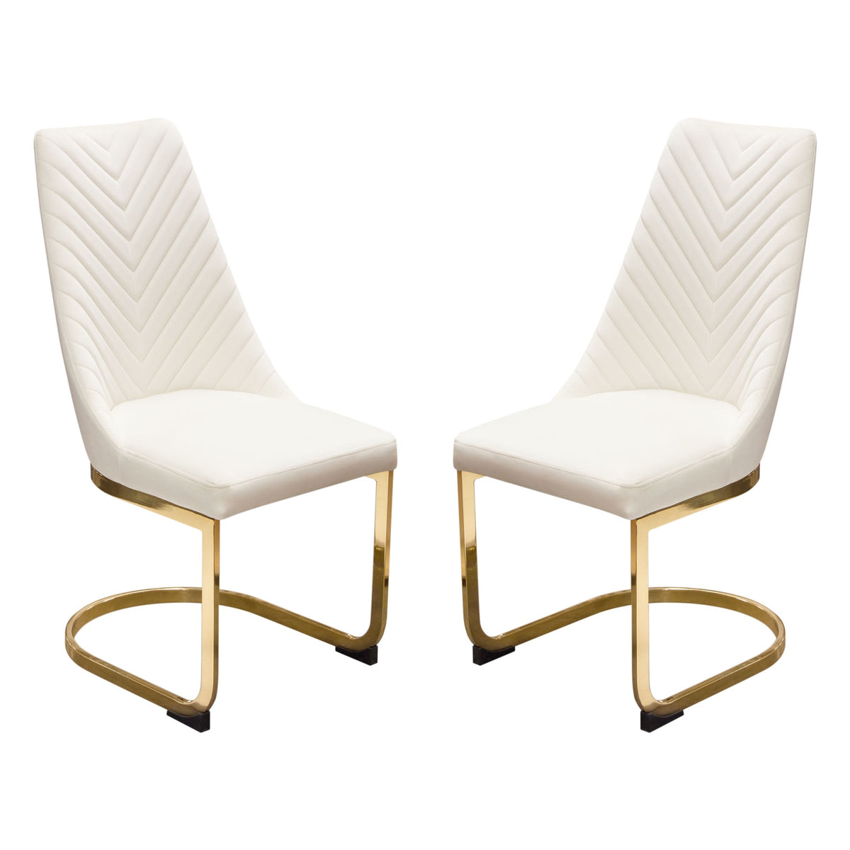 Vogue Tufted Velvet Dining Chair Set – Cream Velvet – alternate view – Lusso Furniture Miami