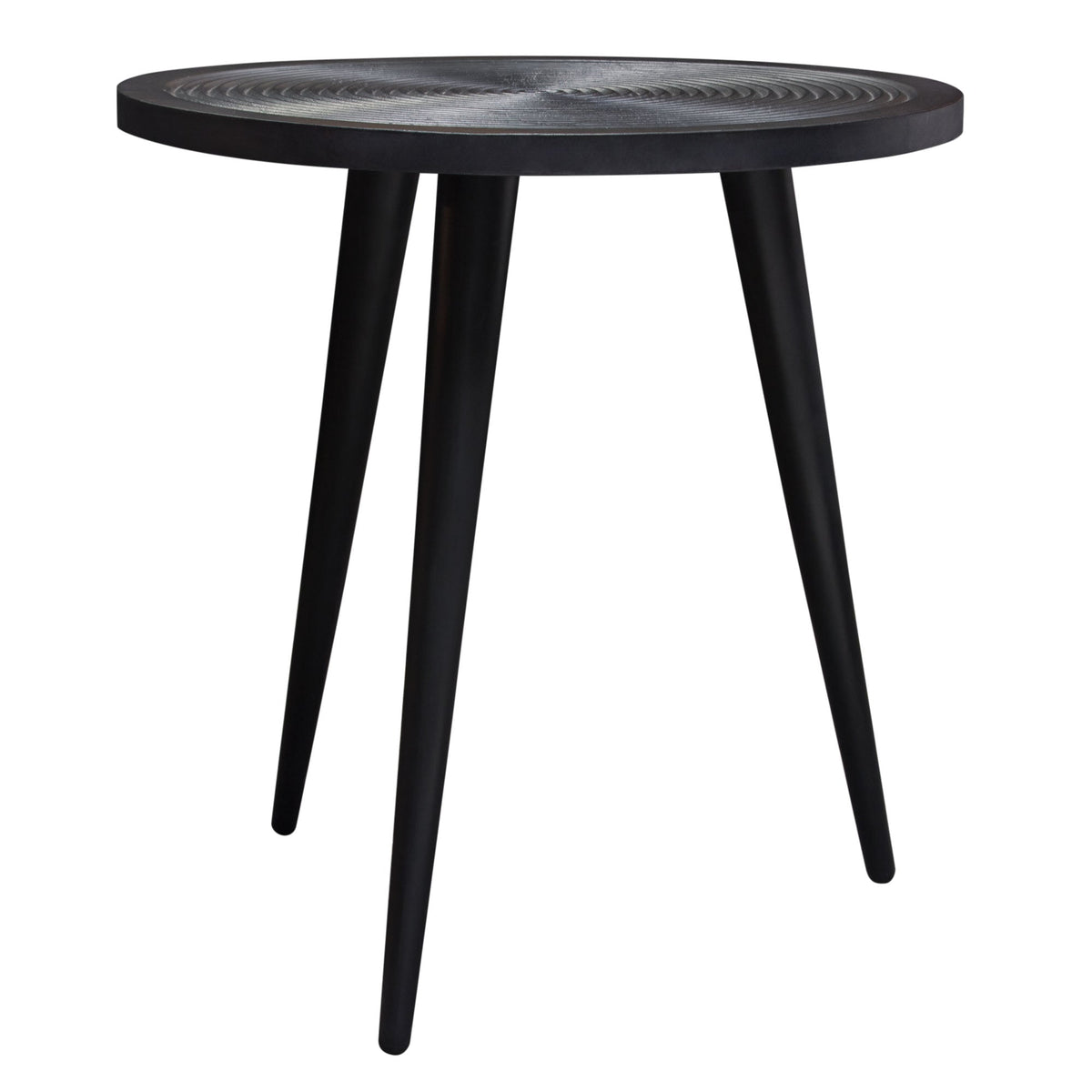 Vortex Carved Mango Wood Round End Table – room setting – Lusso Furniture Miami