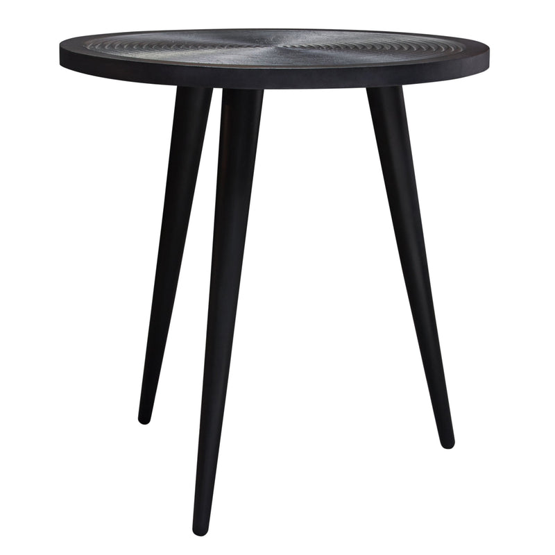 Vortex Carved Mango Wood Round End Table-zoom-