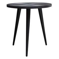 Vortex Carved Mango Wood Round End Table – back view – Lusso Furniture Miami