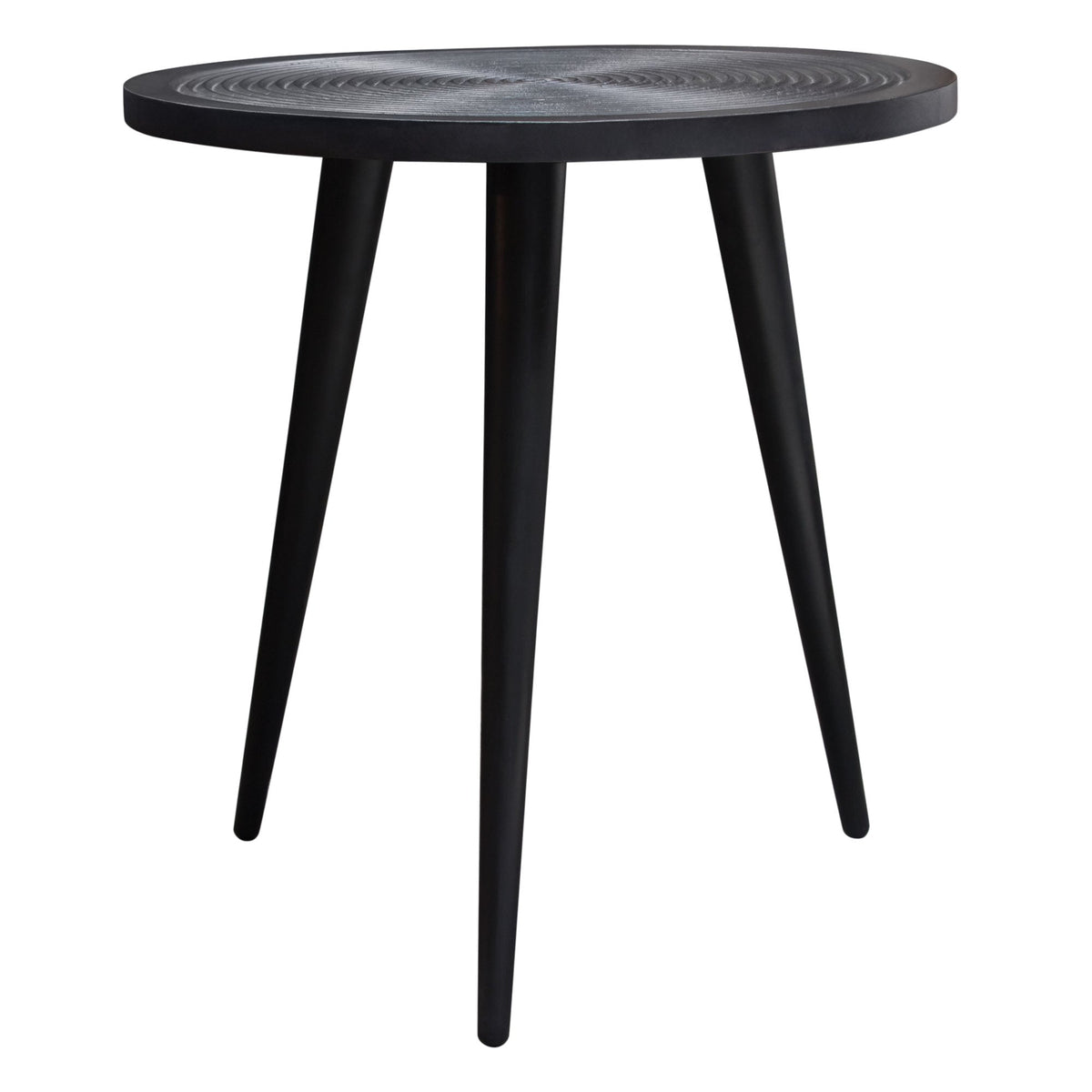 Vortex Carved Mango Wood Round End Table – back view – Lusso Furniture Miami