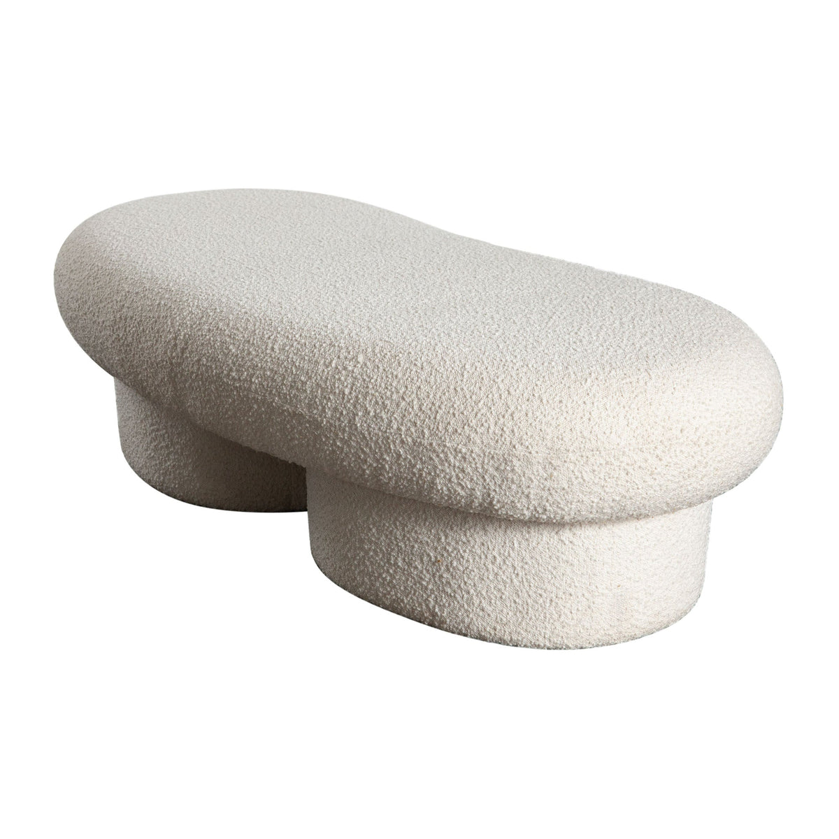 Wave Curved Boucle Accent Bench – side view – Lusso Furniture Miami