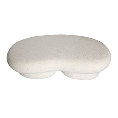 Wave Curved Boucle Accent Bench – room setting – Lusso Furniture Miami