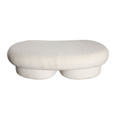 Wave Curved Boucle Accent Bench – back view – Lusso Furniture Miami