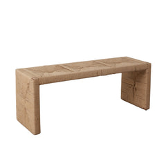 Woven Natural Jute Accent Bench – angle view – Lusso Furniture Miami