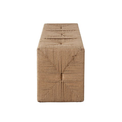 Woven Natural Jute Accent Bench – side view – Lusso Furniture Miami