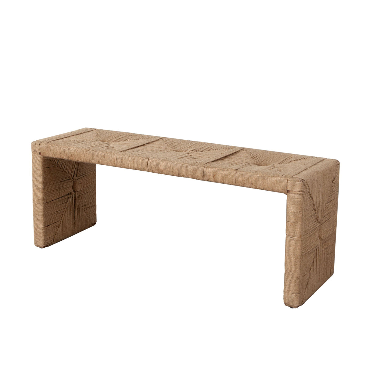 Woven Natural Jute Accent Bench – detail – Lusso Furniture Miami