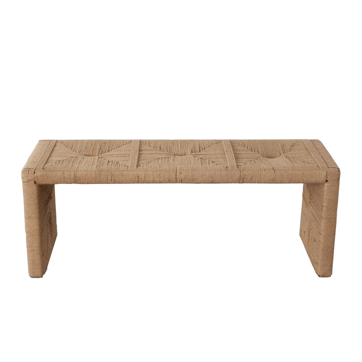 Woven Natural Jute Accent Bench – room setting – Lusso Furniture Miami