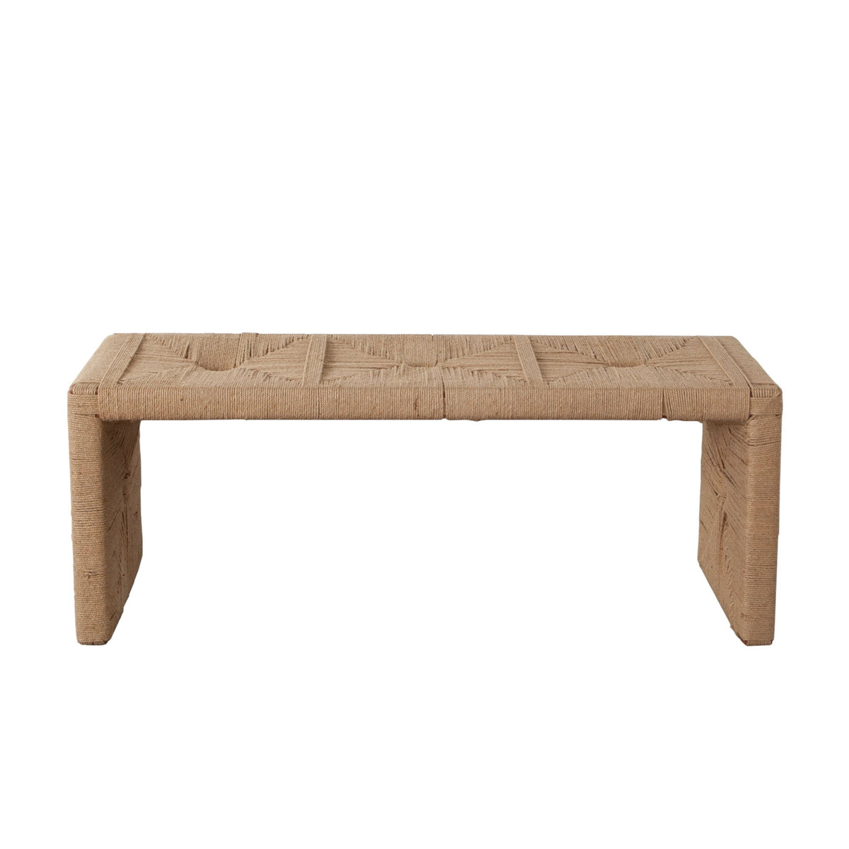 Woven Natural Jute Accent Bench – Natural Jute – front view – Lusso Furniture Miami