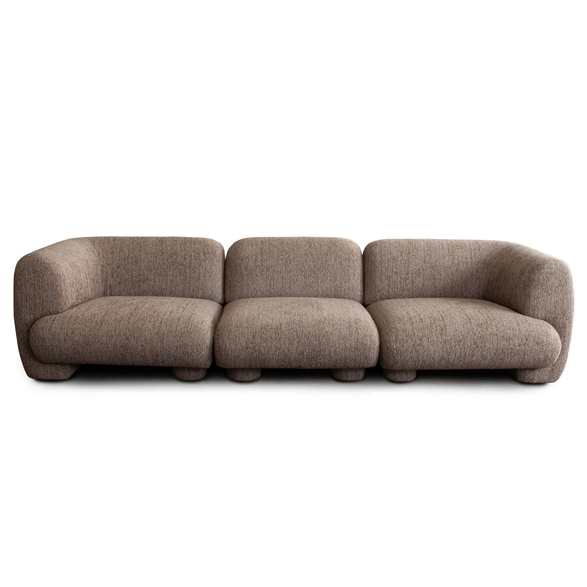 Wren Vintage Style Modular Sofa – 3-Piece Modular Sofa / Bark Polyester Fabric – alternate view – Lusso Furniture Miami
