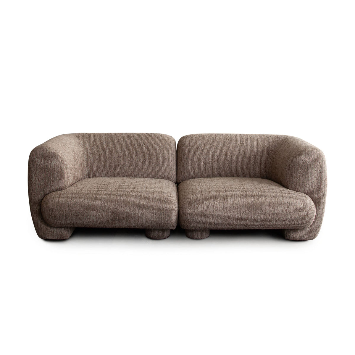 Wren Vintage Style Modular Sofa – 2-Piece Modular Sofa / Bark Polyester Fabric – room setting – Lusso Furniture Miami