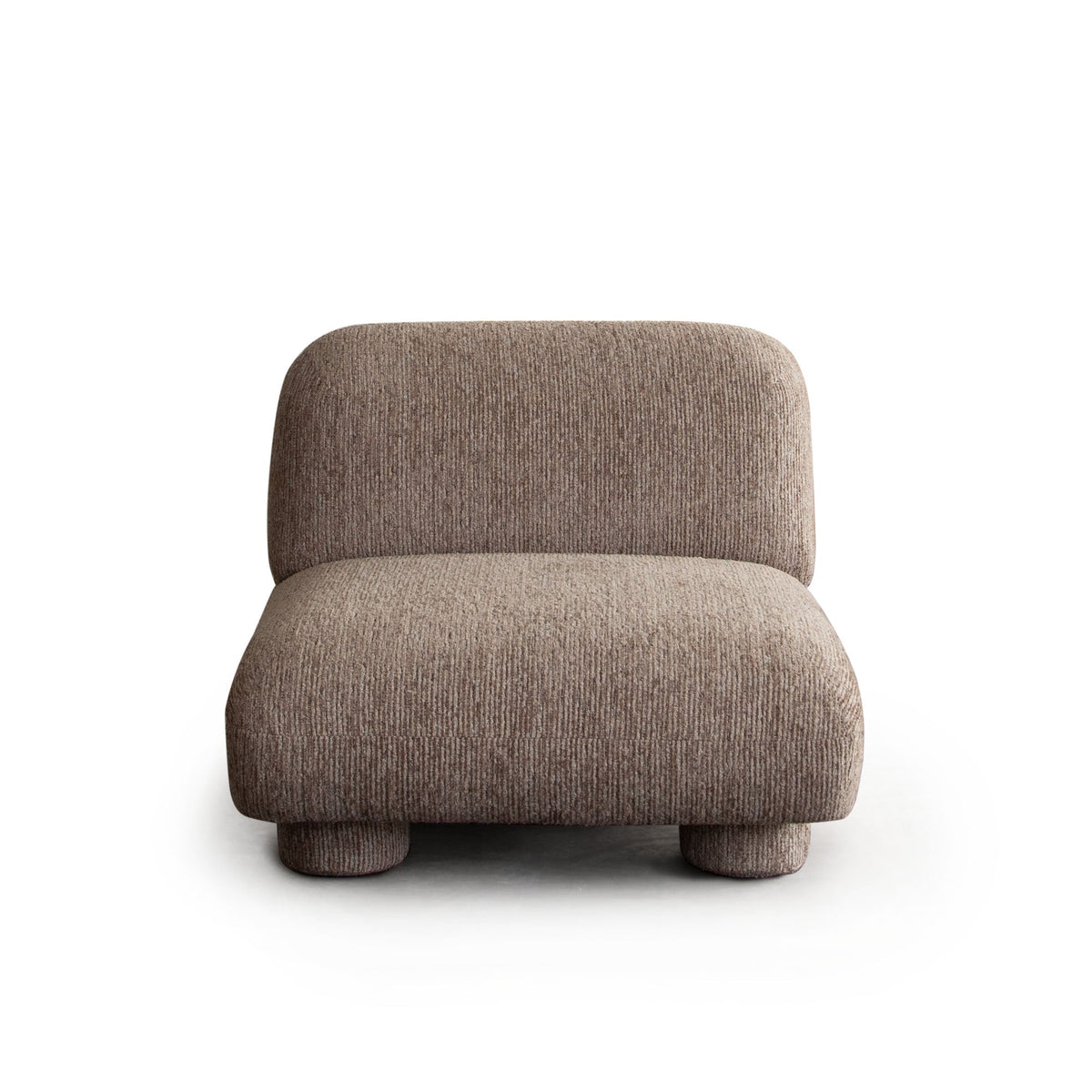 Wren Vintage Style Modular Sofa – Armless Chair / Bark Polyester Fabric – front view – Lusso Furniture Miami