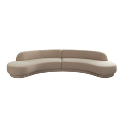 Zelda Curved Velvet Modular Sofa – 2-Piece Modular Curved Armless Chaise / Light Camel Performance Velvet – view 17 – Lusso Furniture Miami