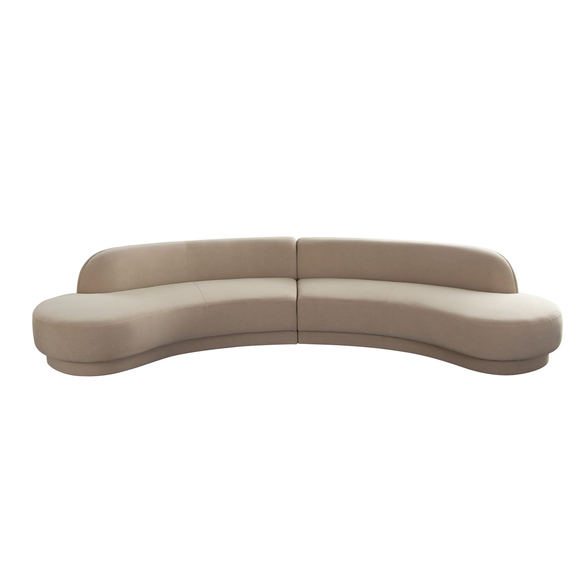 Zelda Curved Velvet Modular Sofa – 2-Piece Modular Curved Armless Chaise / Light Camel Performance Velvet – view 17 – Lusso Furniture Miami