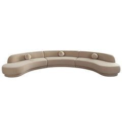 Zelda Curved Velvet Modular Sofa – 3-Piece Modular Curved Armless Sofa & (2) Chaise / Light Camel Performance Velvet – view 25 – Lusso Furniture Miami