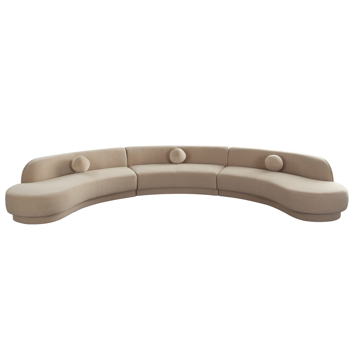 Zelda Curved Velvet Modular Sofa – 3-Piece Modular Curved Armless Sofa & (2) Chaise / Light Camel Performance Velvet – view 25 – Lusso Furniture Miami
