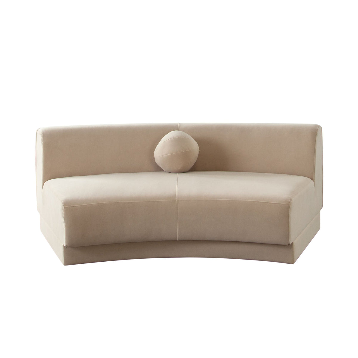 Zelda Curved Armless Velvet Sofa – angle view – Lusso Furniture Miami
