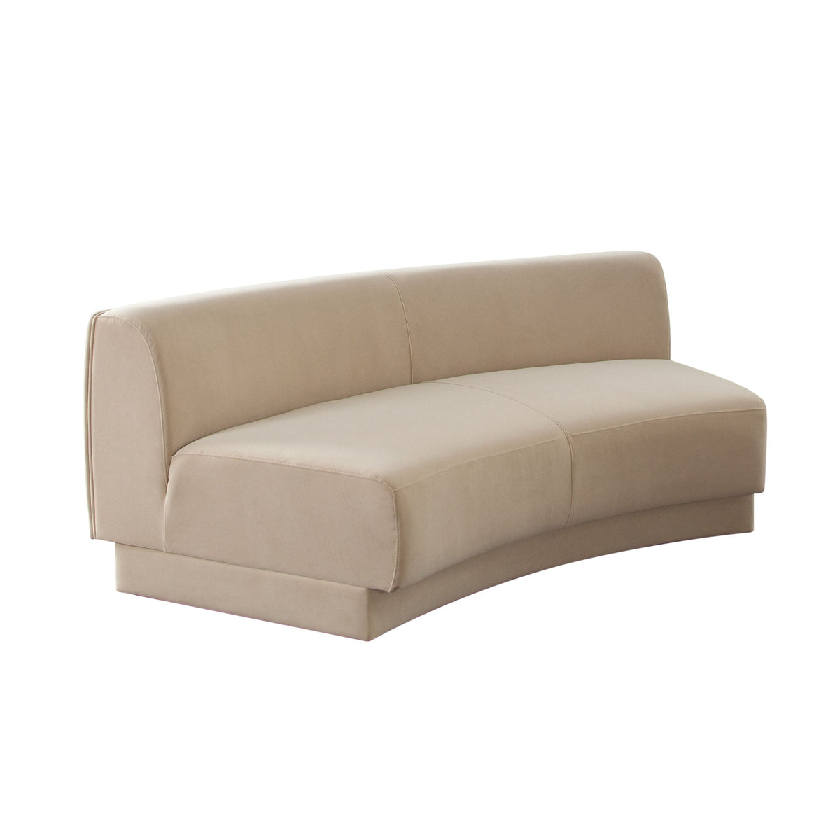 Zelda Curved Armless Velvet Sofa – side view – Lusso Furniture Miami