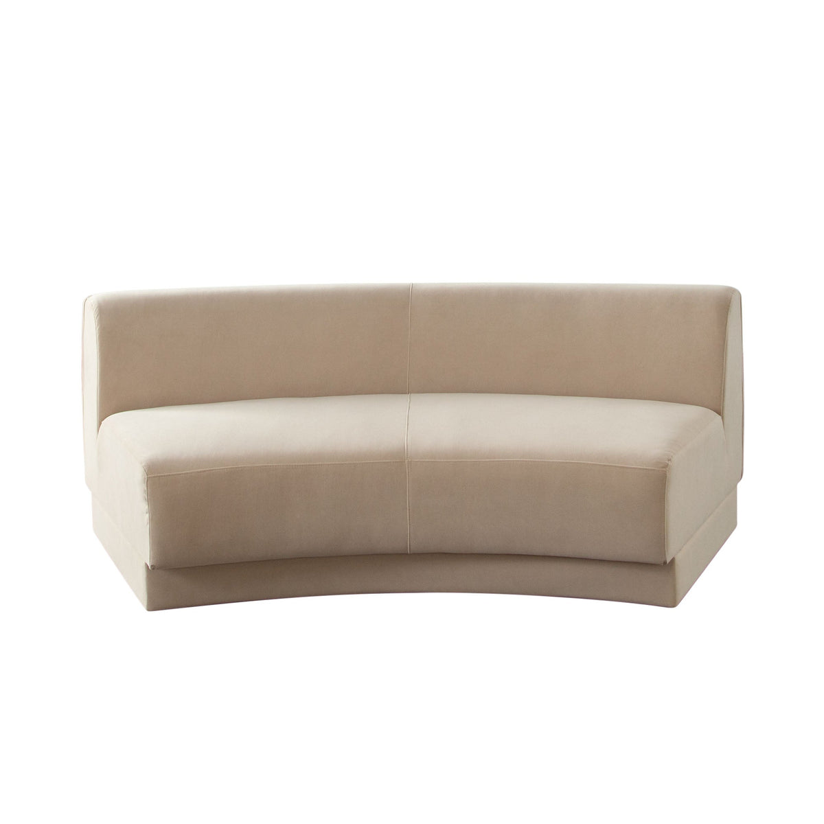 Zelda Curved Armless Velvet Sofa – Light Camel Performance Velvet – front view – Lusso Furniture Miami