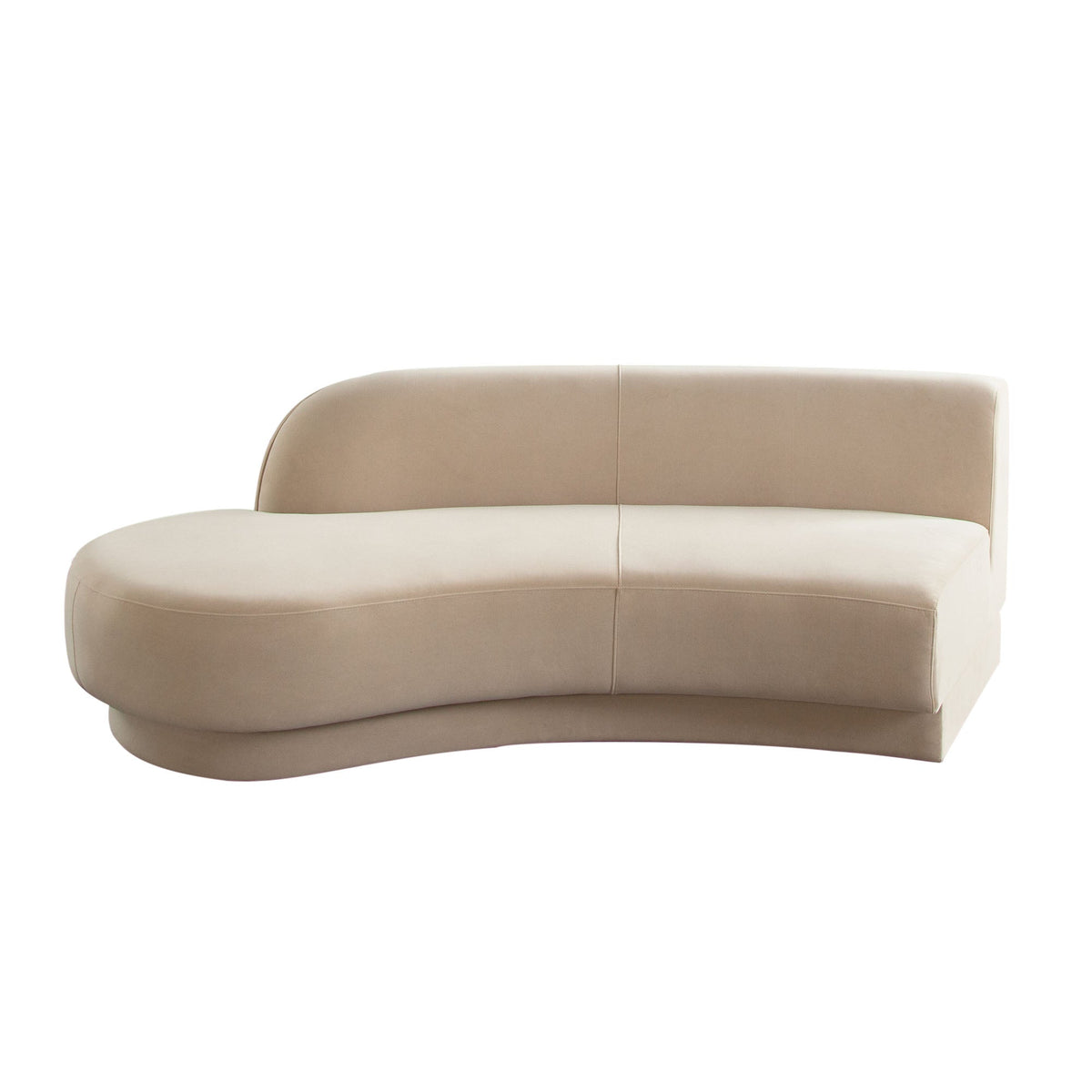 Zelda Curved Velvet Modular Sofa – LF Curved Chaise / Light Camel Performance Velvet – front view – Lusso Furniture Miami