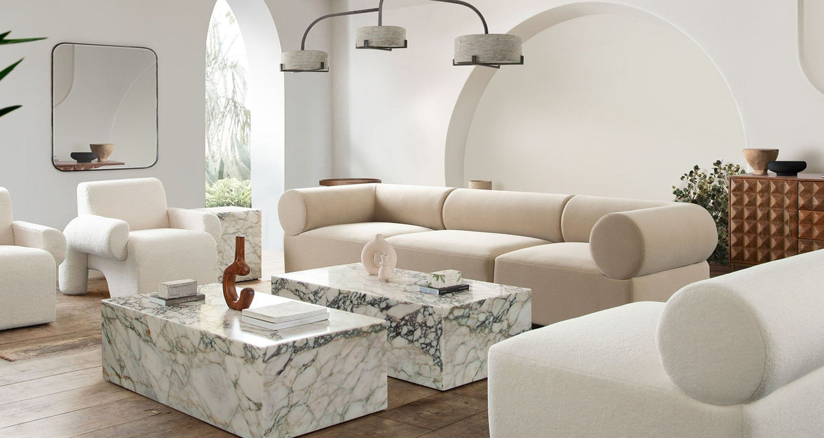 Zia Sherpa Modular Sofa – 2-Piece Modular Sofa / Light Camel Performance Velvet Fabric – view 51 – Lusso Furniture Miami