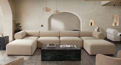 Zia Sherpa Modular Sofa – 5-Piece Corner Sectional / Light Camel Performance Velvet Fabric – view 56 – Lusso Furniture Miami