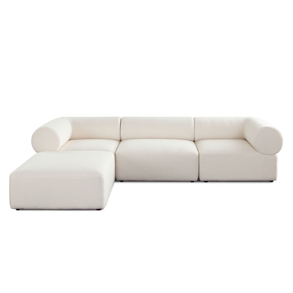 Zia Sherpa Modular Sofa – 4-Piece Modular Reversible Chaise Sectional / Ivory Sherpa Fabric – view 28 – Lusso Furniture Miami