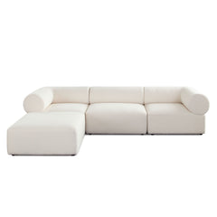 Zia Sherpa Modular Sofa – 4-Piece Modular Reversible Chaise Sectional / Ivory Sherpa Fabric – view 28 – Lusso Furniture Miami