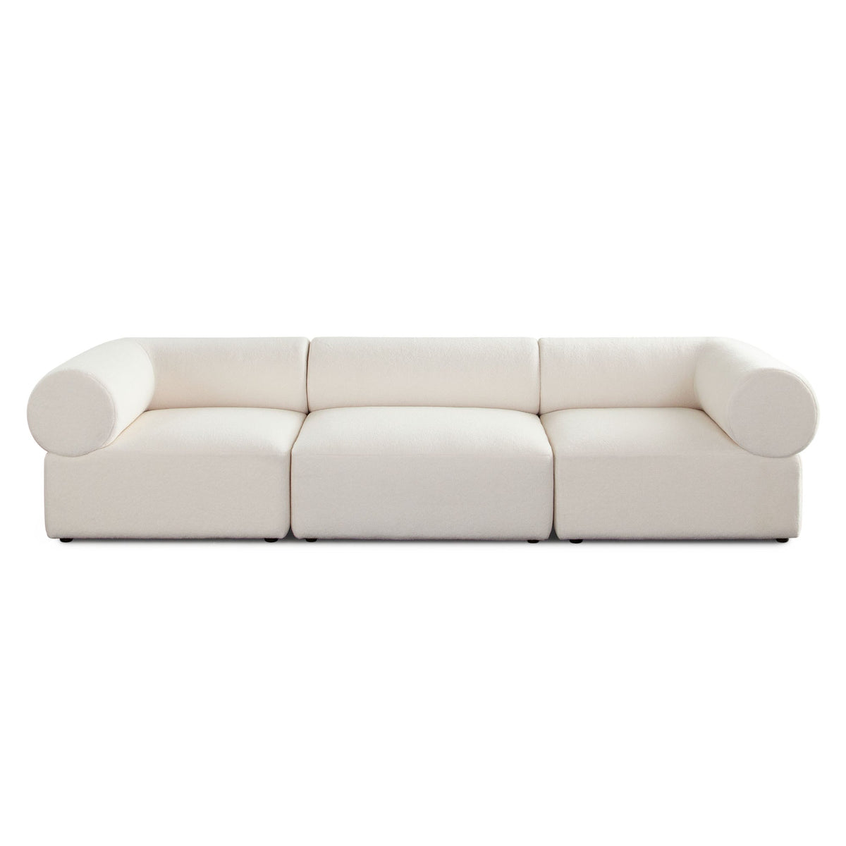 Zia Sherpa Modular Sofa – 3-Piece Modular Sofa / Ivory Sherpa Fabric – view 20 – Lusso Furniture Miami
