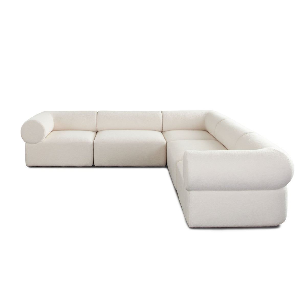 Zia Sherpa Modular Sofa – 5-Piece Corner Sectional / Ivory Sherpa Fabric – view 36 – Lusso Furniture Miami