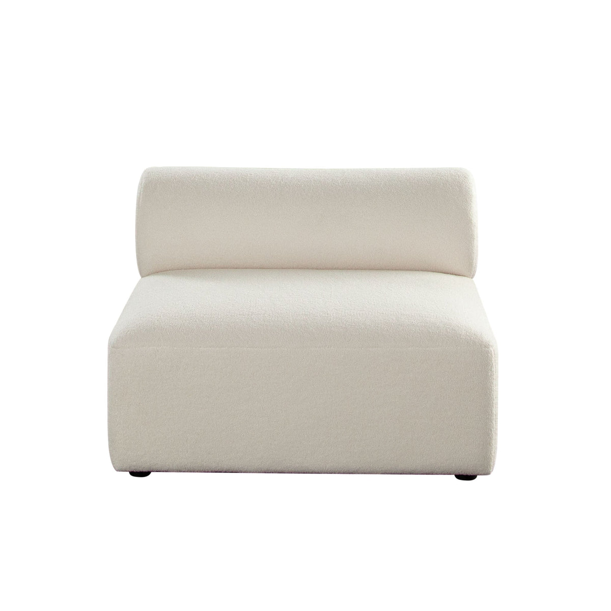 Zia Sherpa Modular Sofa – Armless Chair / Ivory Sherpa Fabric – front view – Lusso Furniture Miami