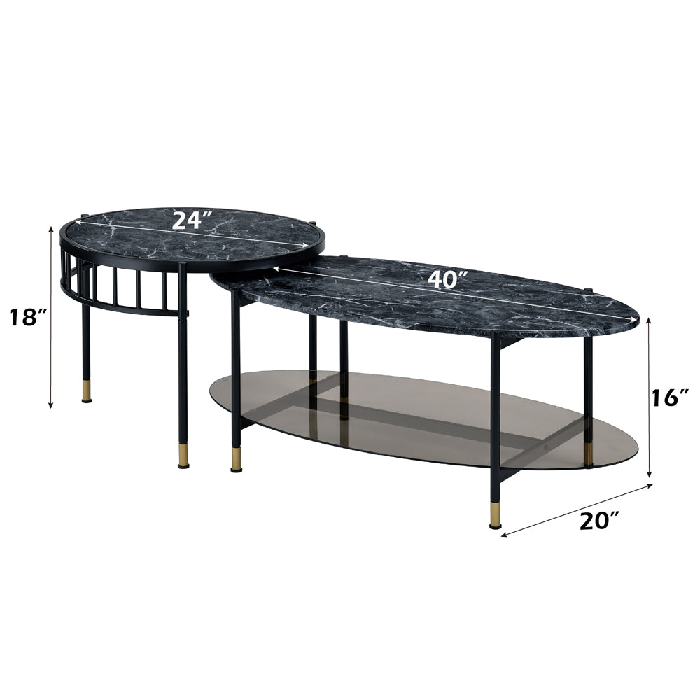 ACME Silas Nesting Coffee Table Set – room setting – Lusso Furniture Miami
