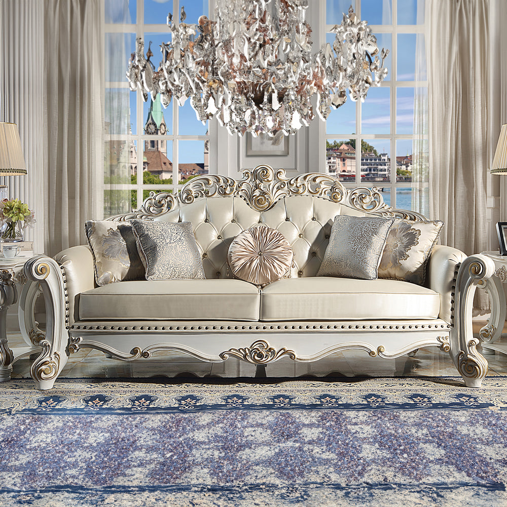 ACME Vendome Sofa with 5 Pillows – front view – Lusso Furniture Miami