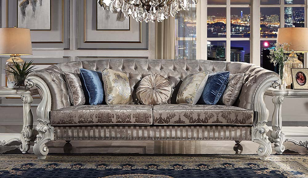 ACME Versailles Sofa with 7 Pillows – front view – Lusso Furniture Miami