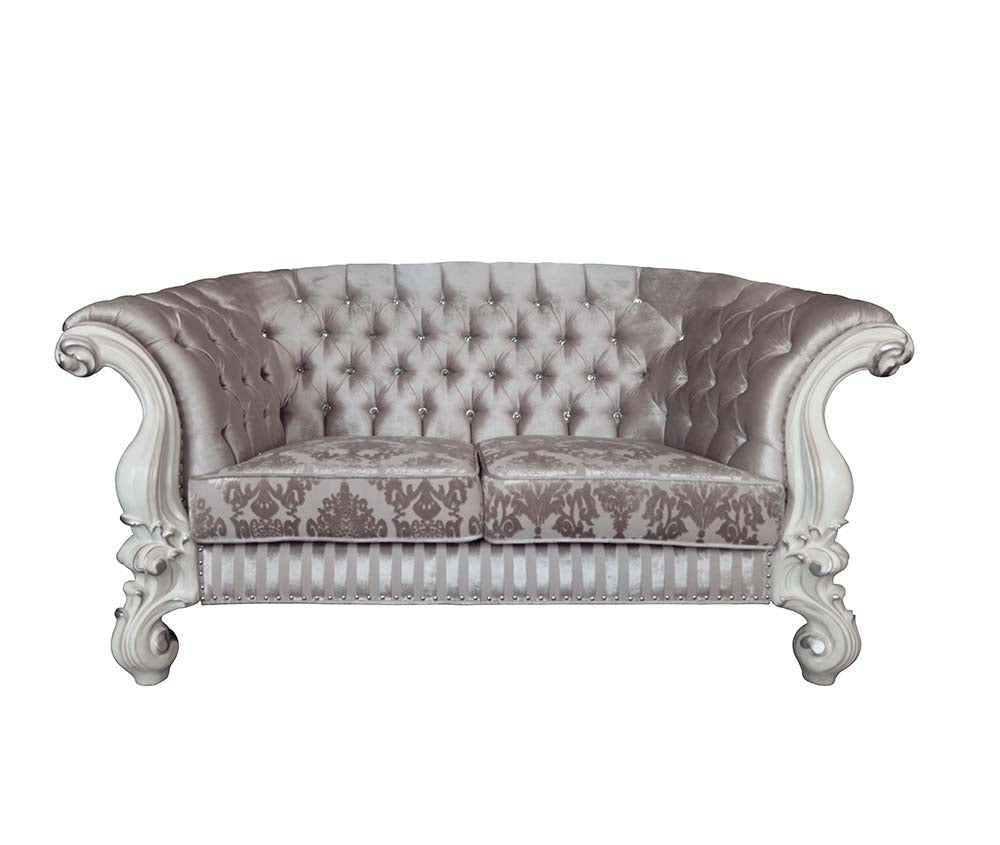 ACME Versailles Loveseat with 5 Pillows – angle view – Lusso Furniture Miami
