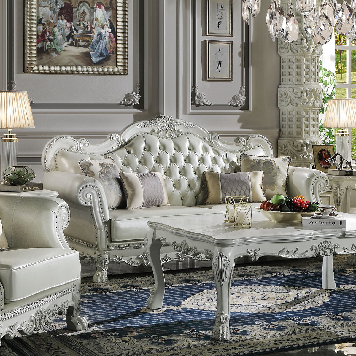 ACME Dresden Sofa with 4 Pillows – close-up – Lusso Furniture Miami