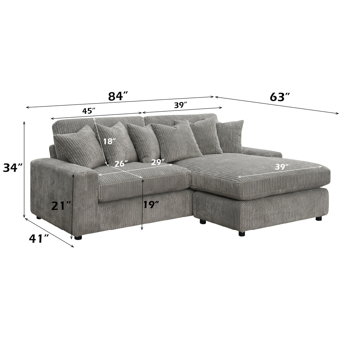 ACME Tavia Reversible Sectional Sofa – finish detail – Lusso Furniture Miami
