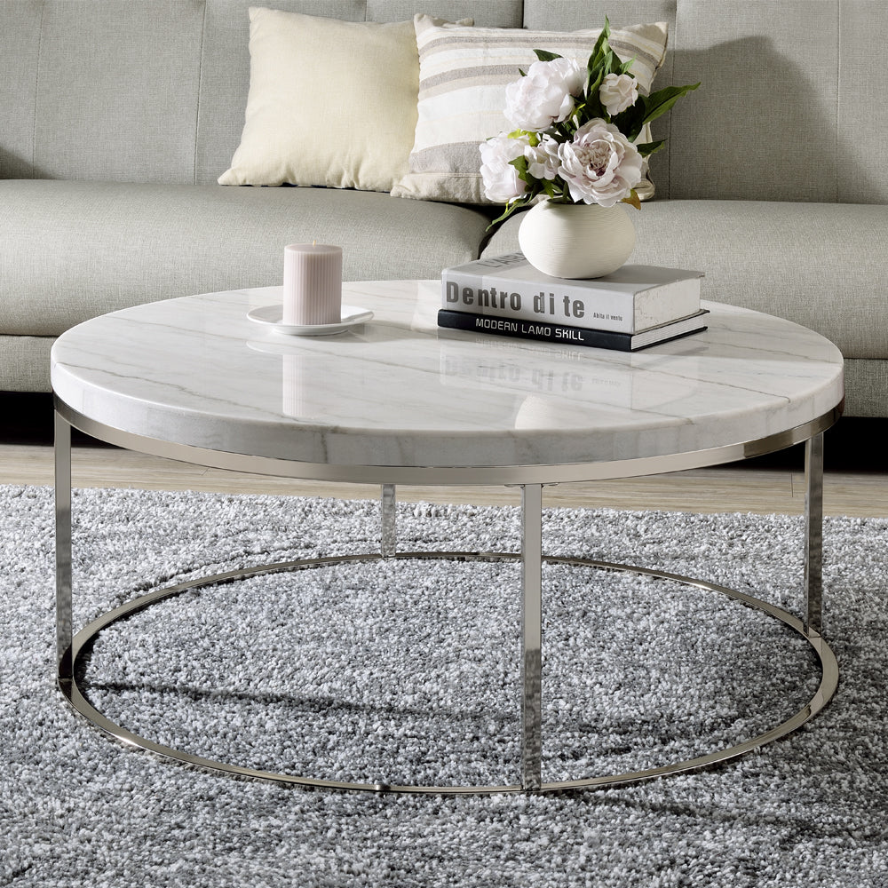 ACME Zaidee Marble Coffee Table – front view – Lusso Furniture Miami