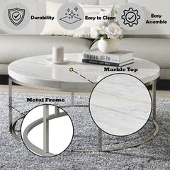 ACME Zaidee Marble Coffee Table – top view – Lusso Furniture Miami