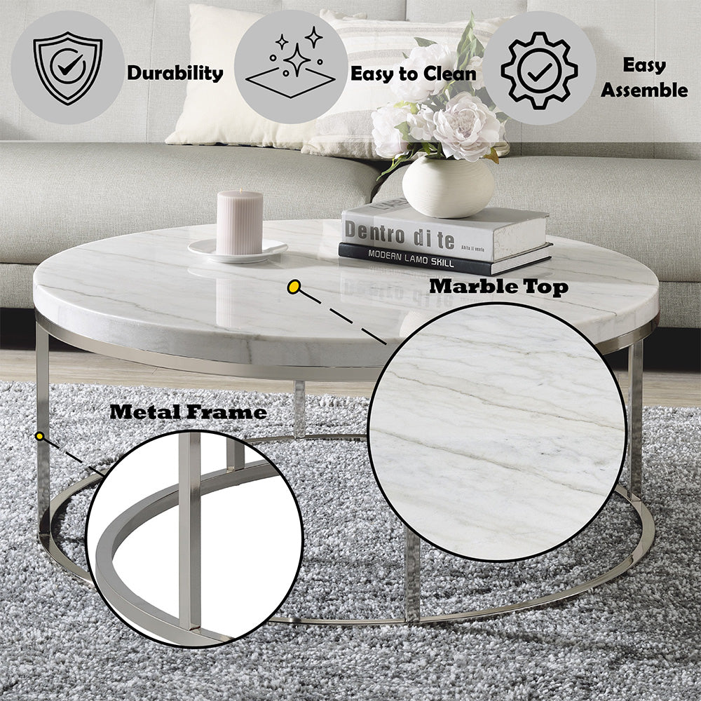 ACME Zaidee Marble Coffee Table – top view – Lusso Furniture Miami